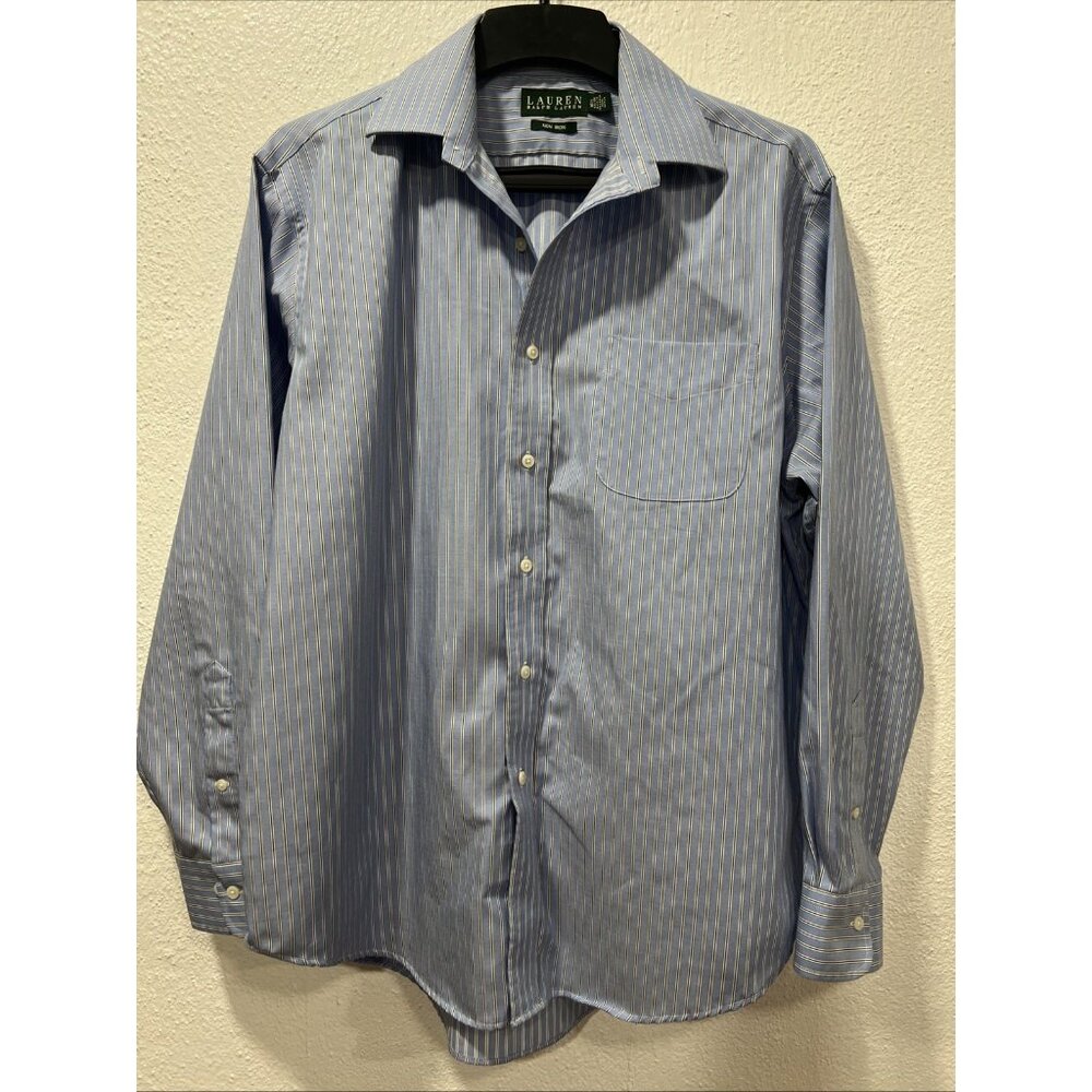 Lauren Ralph Lauren Shirt Mens 16.5  Button‎ Up Long Sleeve Non Iron 100% Cotton